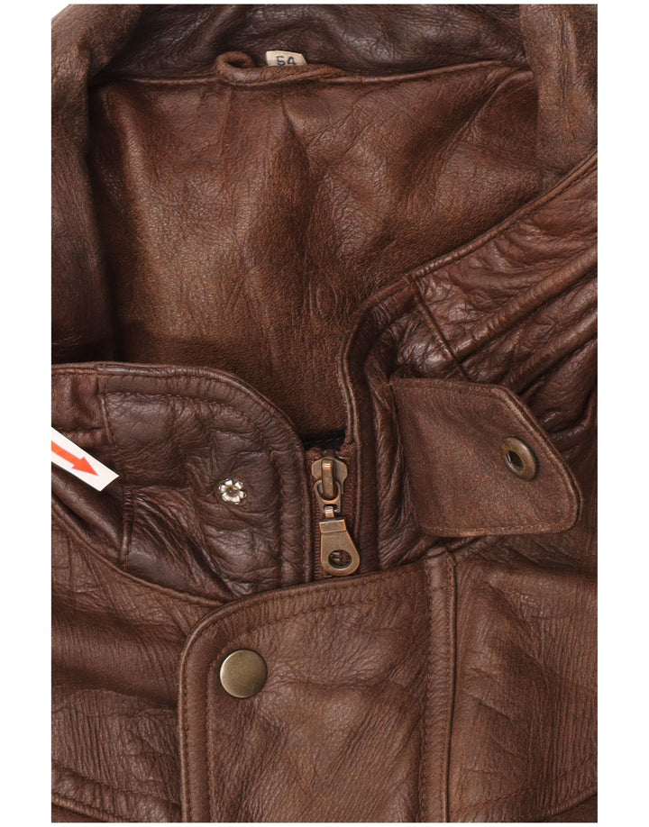 Vintage męska kurtka skórzana bomber IT 54 2XL brązowa skóra