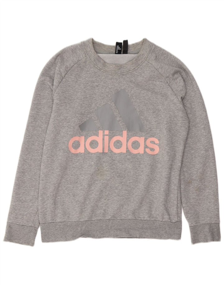 Damska bluza ADIDAS Graphic Jumper UK 14/16, duża, szara bawełna