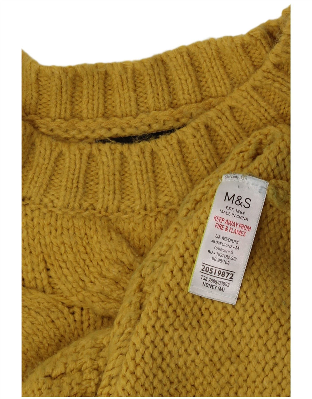 Marks & Spencer Damski sweter z okrągłym dekoltem UK 14 Średni żółty akryl