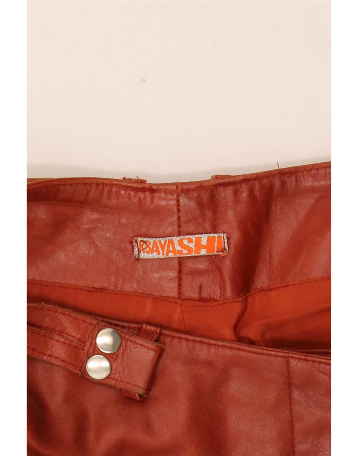 Vintage damskie skórzane spodnie Bootcut małe W27 L31 brązowe