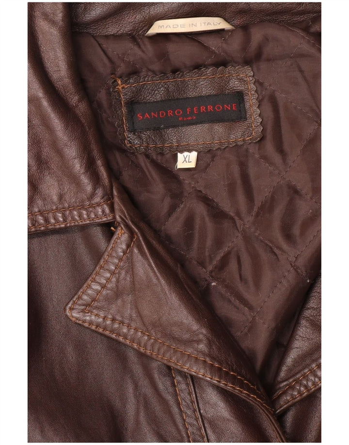 Sandro Ferrone Damska kurtka skórzana typu Crop UK 18 XL Brązowa