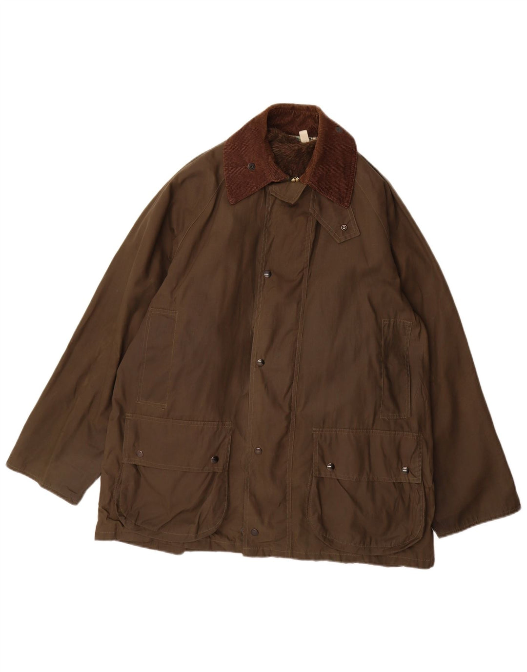 Vintage męska luźna kurtka z woskowanej bawełny UK 36, mała, khaki, poliester