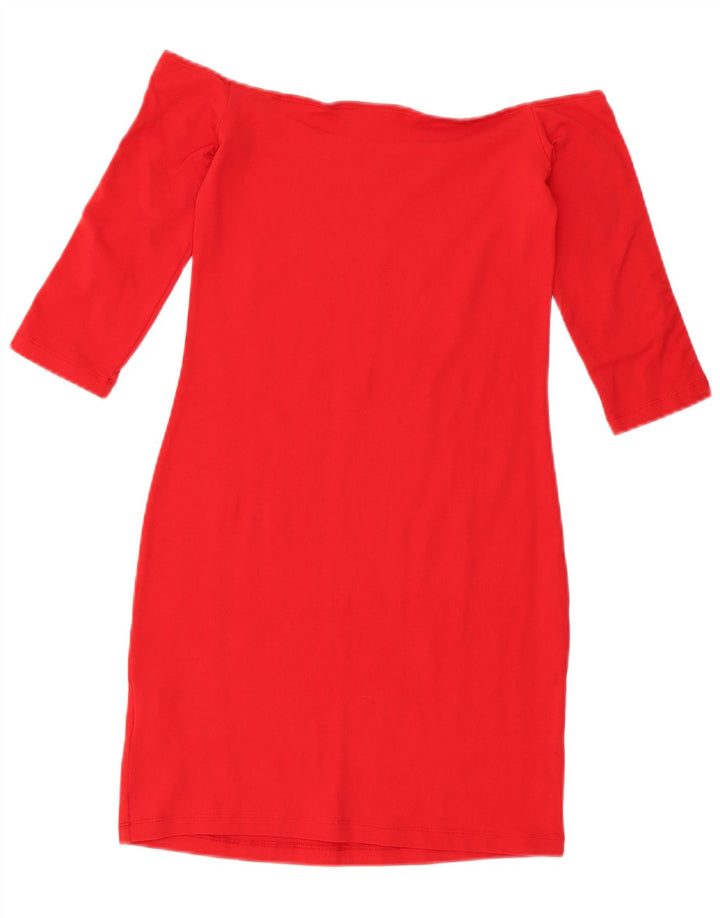 Adidas Damska Sukienka Mini Off Shoulder UK 12 Średnia Czerwona Bawełna