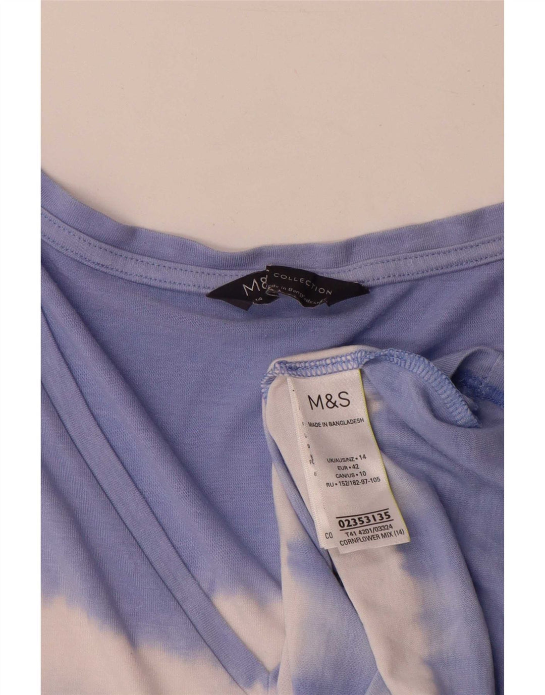 Marks & Spencer Damski T-shirt oversize Top UK 14 Large Blue Tie Dye