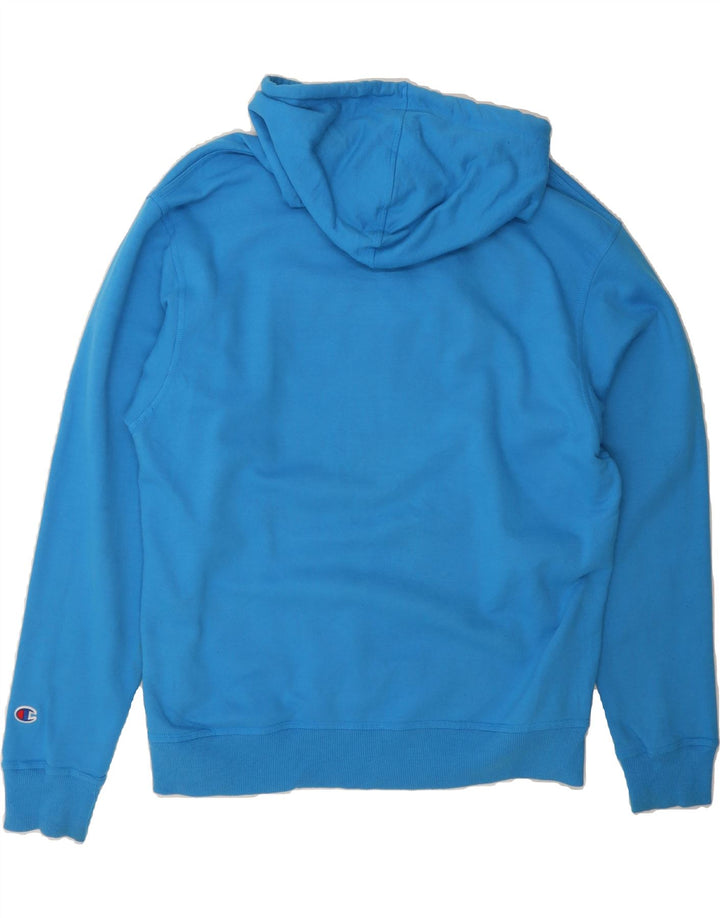 CHAMPION Mens Graphic Hoodie Jumper Large Blue Cotton Vintage Champion and Second-Hand Champion from Messina Hembry 
