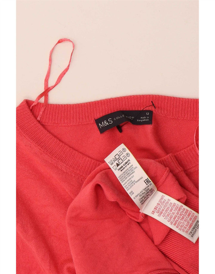Marks & Spencer Krótki sweter damski UK 12 Średni różowy wiskoza
