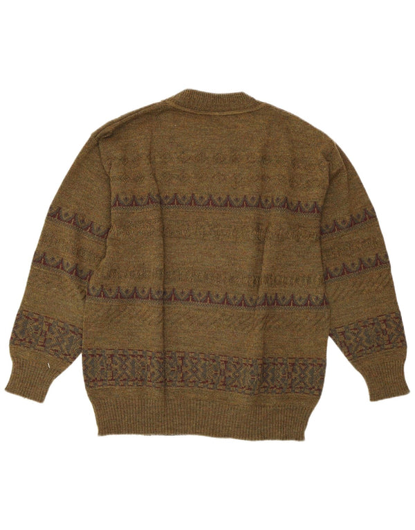 Damski sweter z okrągłym dekoltem w stylu VINTAGE IT 52 2XL Zielony geometryczny