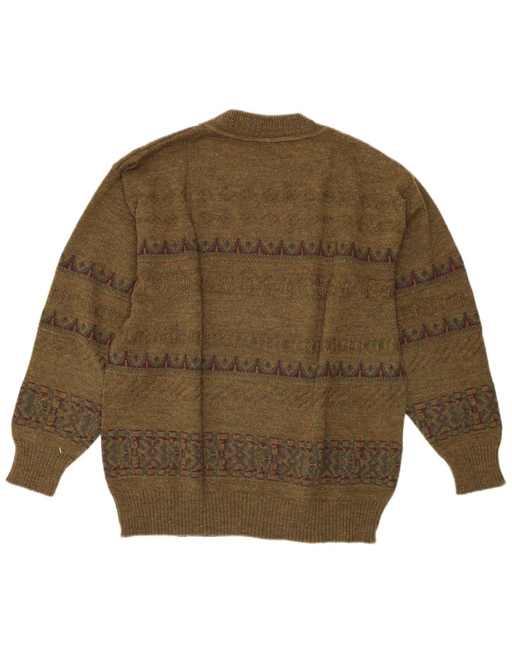 Damski sweter z okrągłym dekoltem w stylu VINTAGE IT 52 2XL Zielony geometryczny