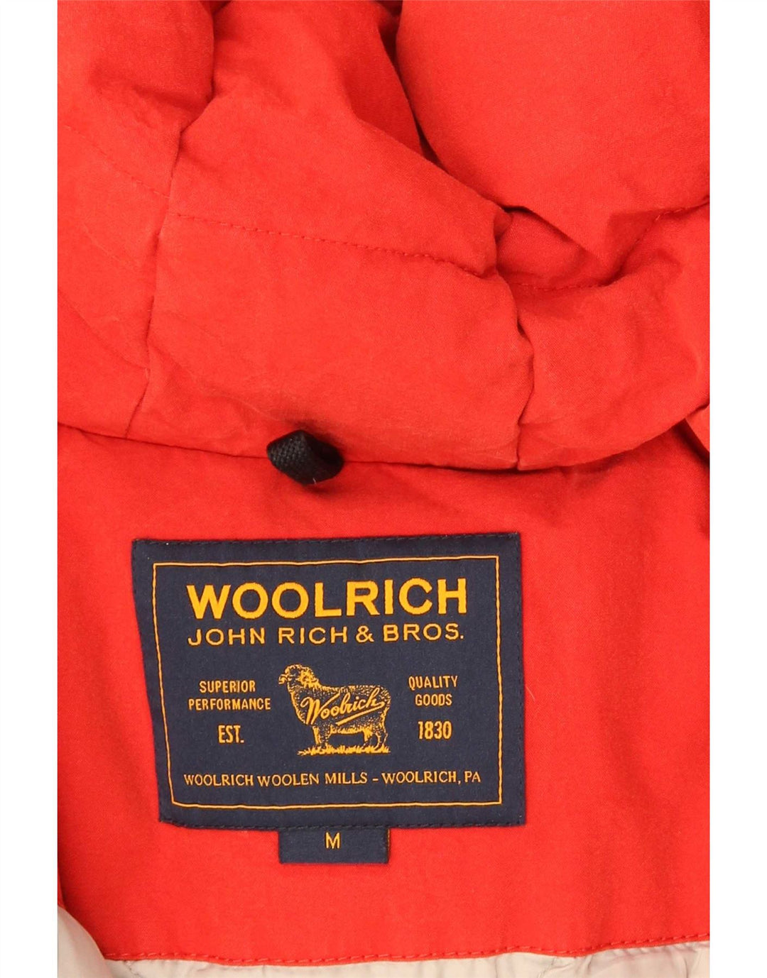 Damska ocieplana kurtka z kapturem Woolrich UK 14, średnia czerwona bawełna