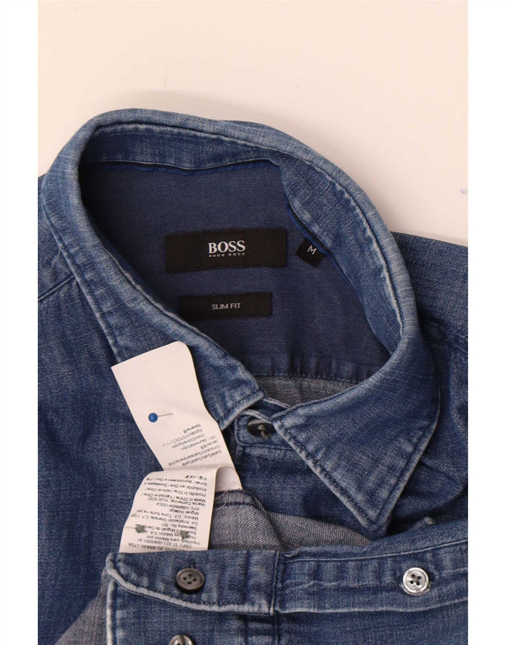 Męska koszula dżinsowa Hugo Boss Slim Fit w kolorze średnioniebieskim, bawełniana