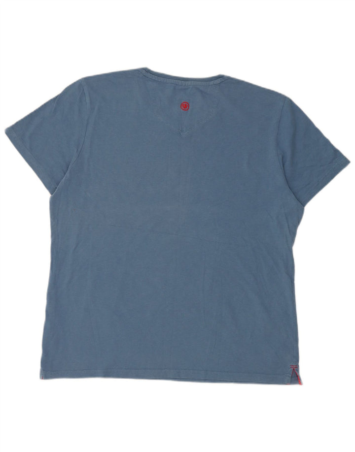 Męski T-shirt z grafiką Fat Face, duży, niebieski, bawełniany