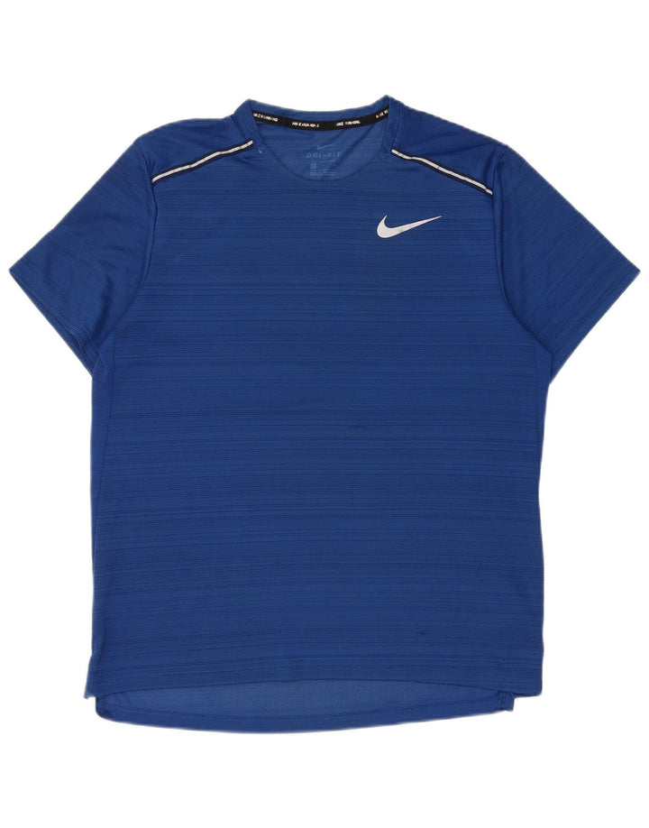 Męski T-shirt Nike Dri Fit Top, średni niebieski, poliester w prążki