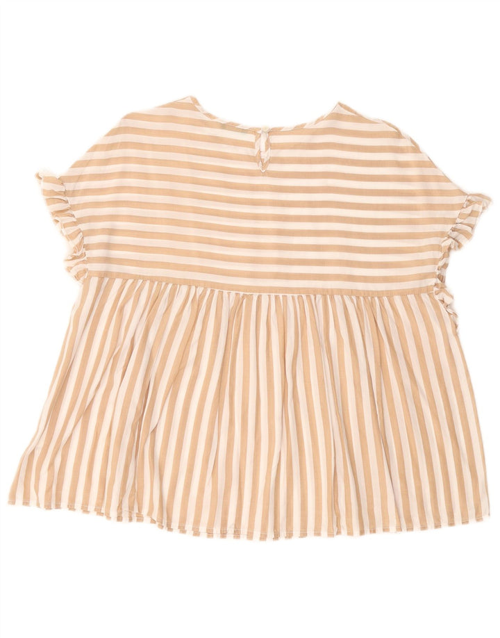 Damska bluzka oversize BENETTON Top UK 10 Small Beżowy Lyocell w prążki