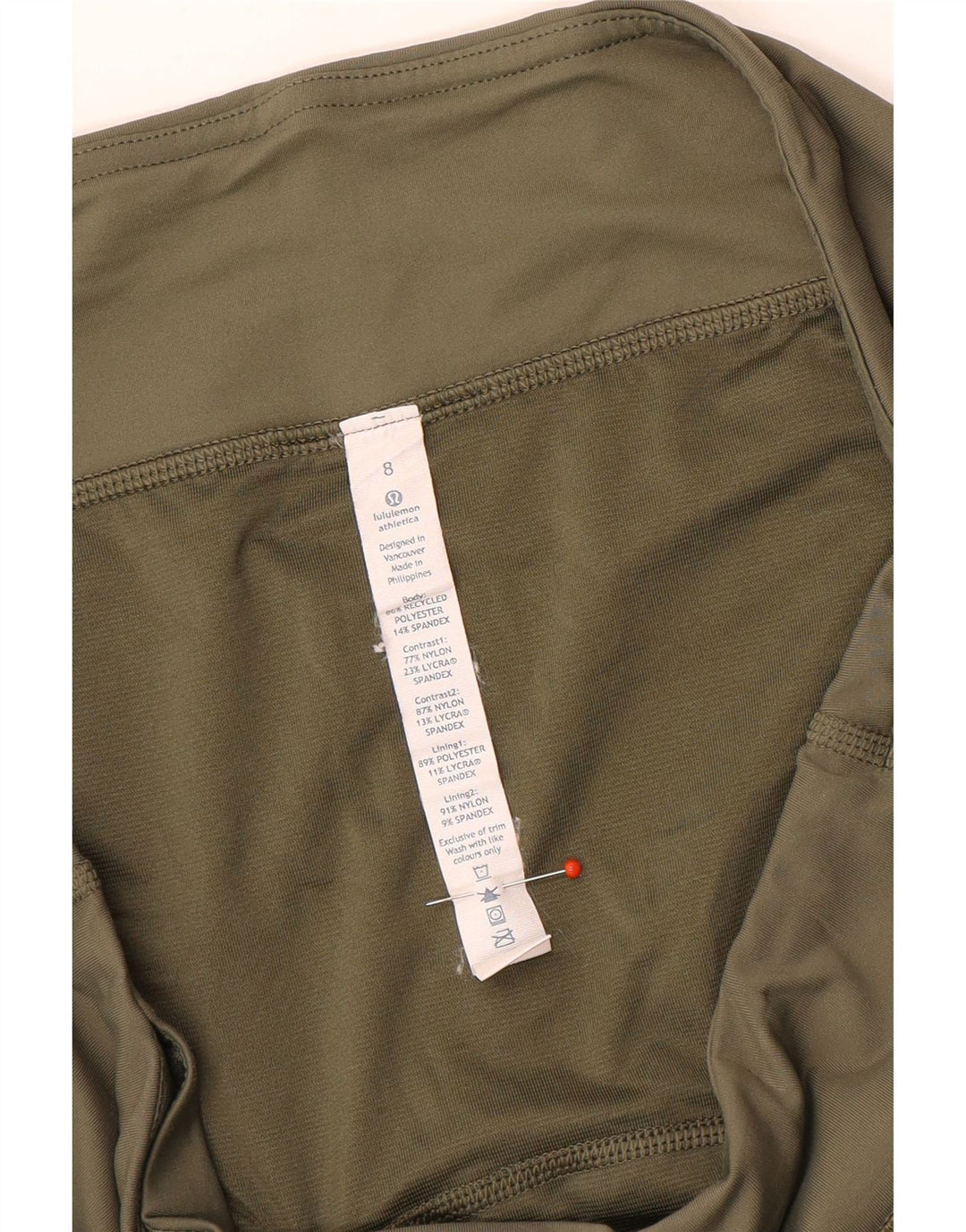 Damskie spodenki sportowe LULULEMON UK 8, mały, kamuflaż khaki, poliester