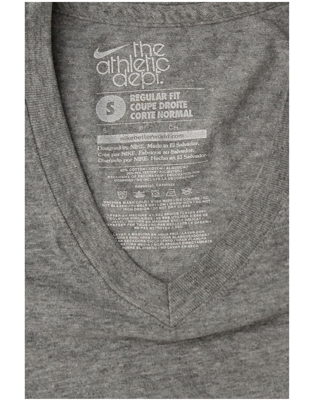 Męski T-shirt Nike o regularnym kroju, mały, szary, z bawełny w cętki