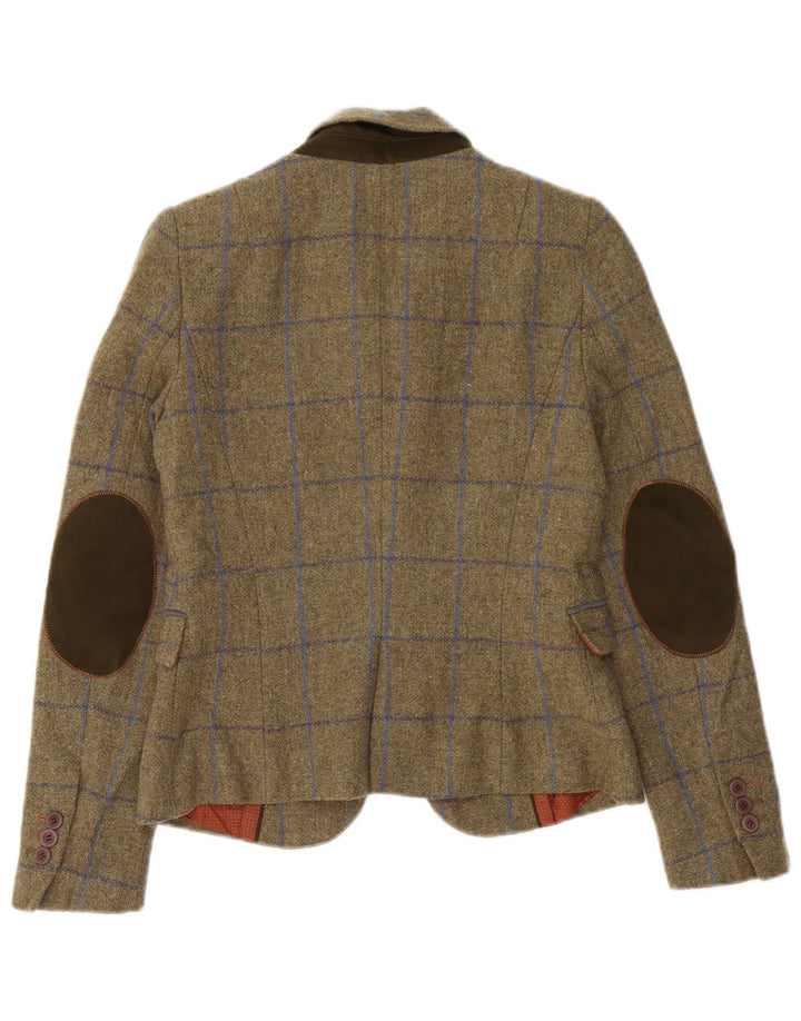 Damska marynarka Zara zapinana na 1 guzik UK 10 w małą kratkę khaki