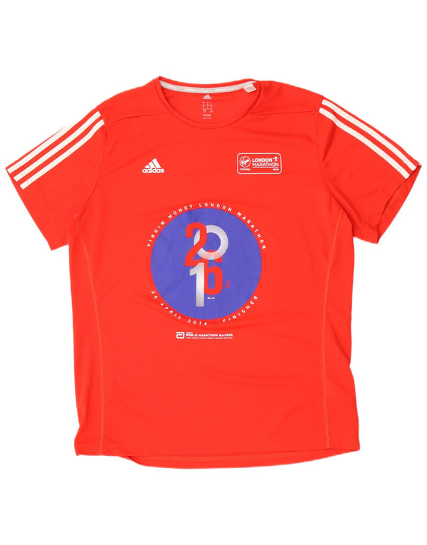 Męska koszulka Adidas Climalite z grafiką, duża, czerwona, poliestrowa