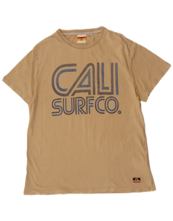 Męski T-shirt Superdry Slim Fit z grafiką, 2XL, beżowa, bawełniana