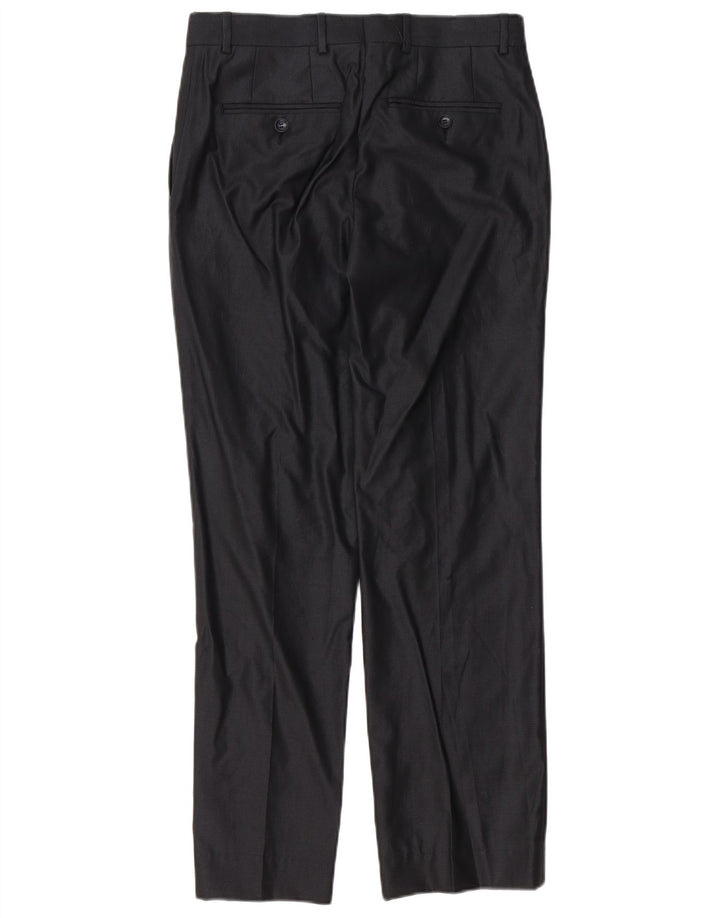 Męskie proste spodnie garniturowe Zara EU 38 Small W30 L30 Czarny poliester