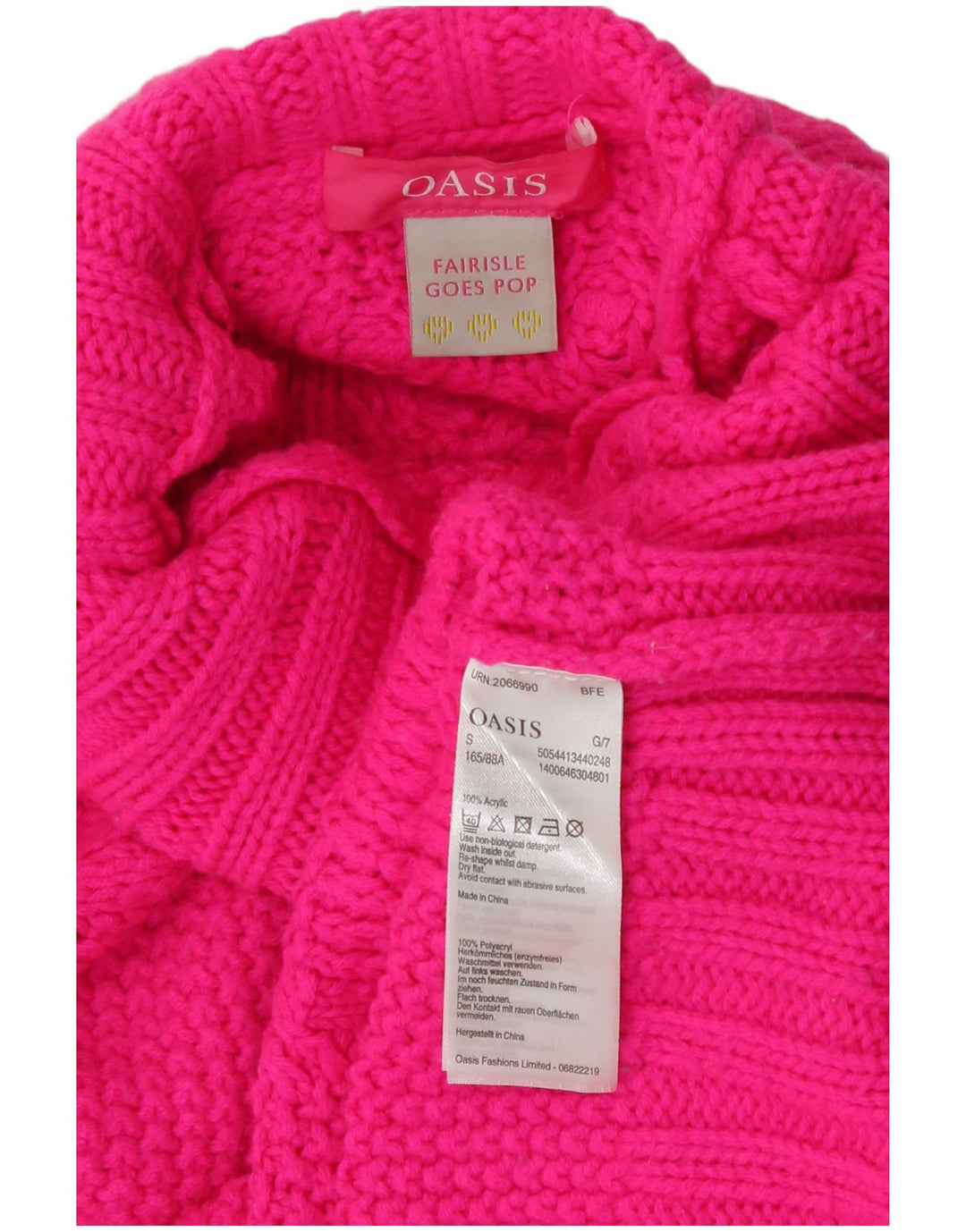 Damski sweter oversize Oasis z golfem UK 10, mały, różowy, akrylowy