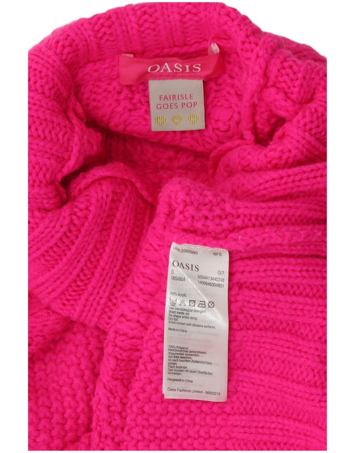 Damski sweter oversize Oasis z golfem UK 10, mały, różowy, akrylowy