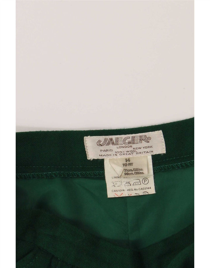 Damska spódnica w kształcie litery A Jaeger UK 14 Medium W26 Zielona wełna