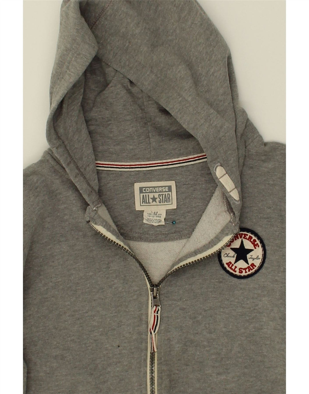 CONVERSE Boys Zip Hoodie Sweater 12-13 Years Grey Cotton Vintage Converse and Second-Hand Converse from Messina Hembry 