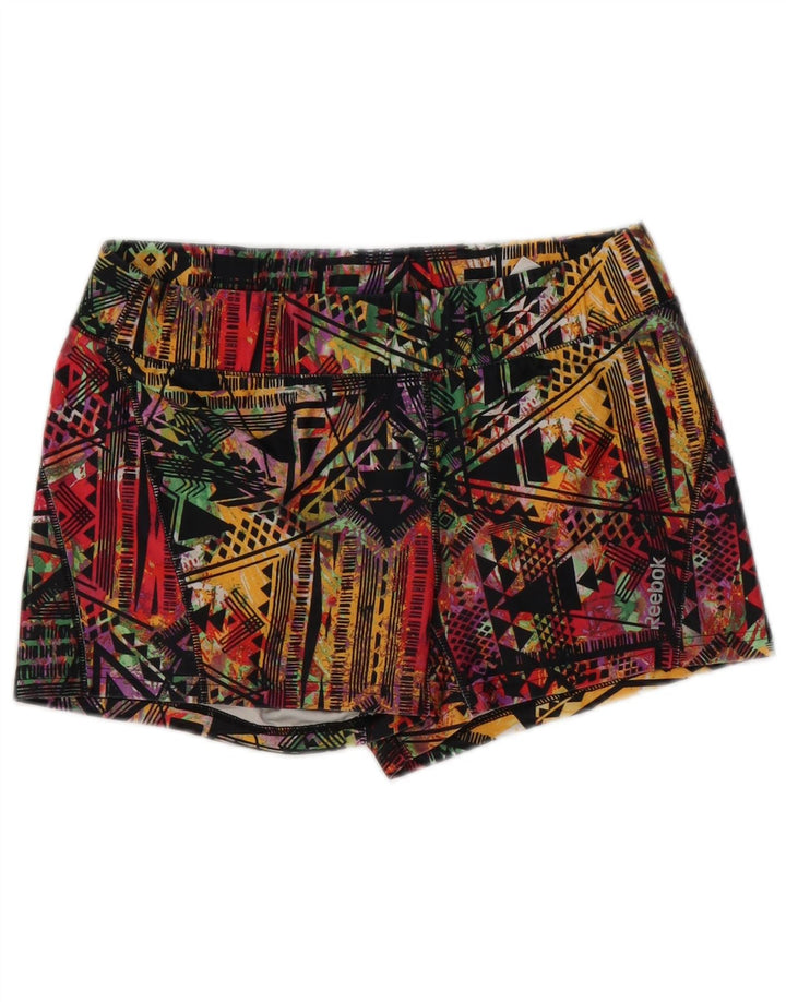 REEBOK Womens Abstract Pattern Sport Shorts UK 14 Large Multicoloured