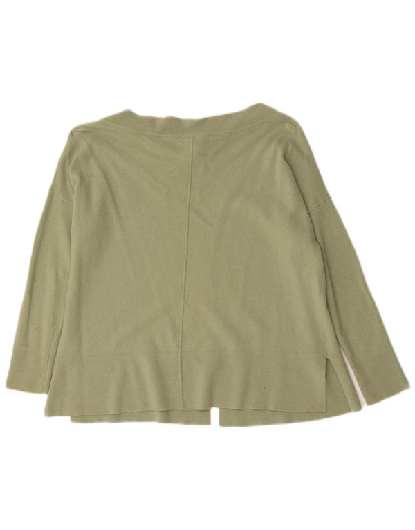 Damski sweter oversize Reiss z dekoltem w łódkę UK 6 XS, zielona wełna