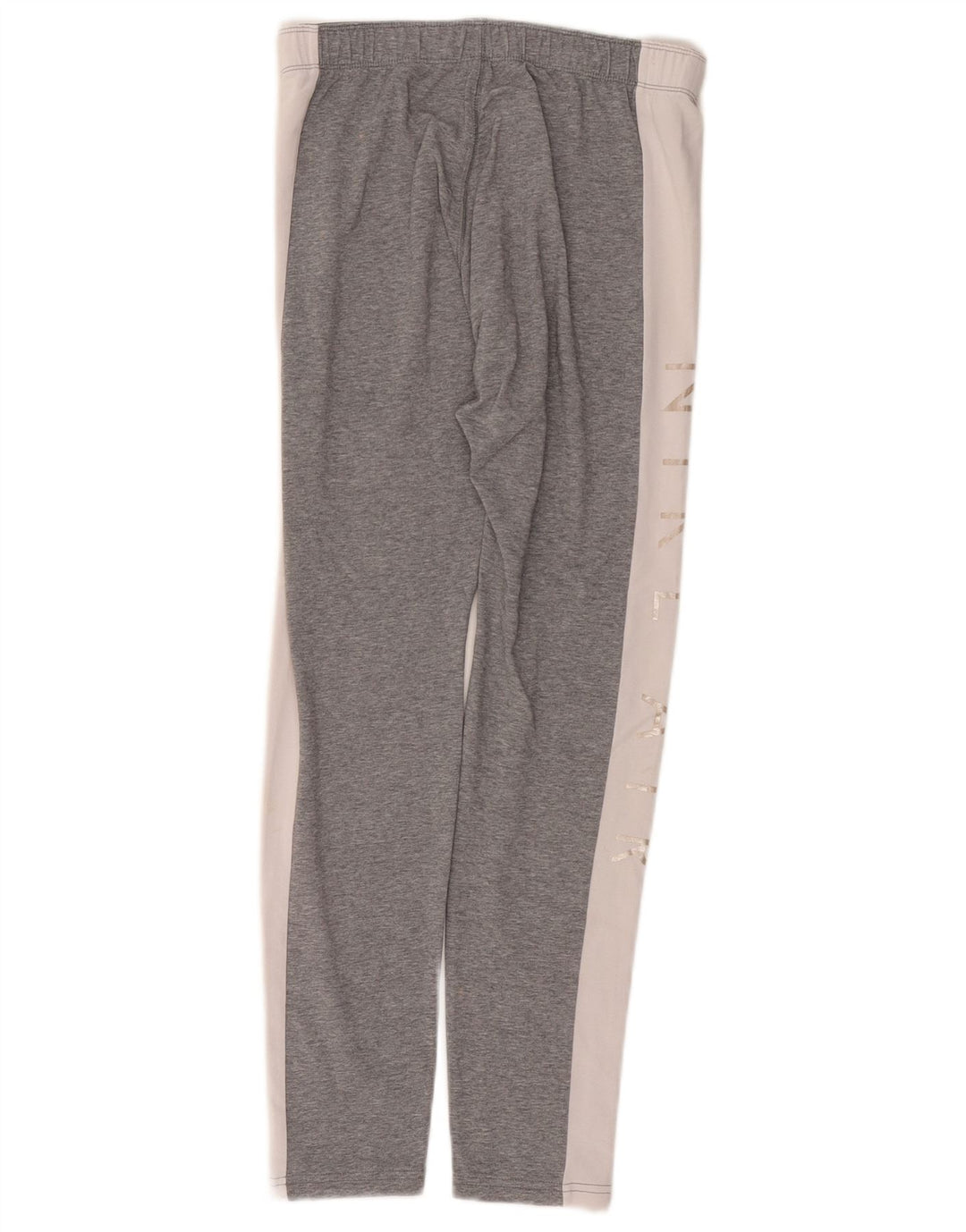 NIKE Womens Graphic Leggings UK 12 Medium  Grey Colourblock Cotton