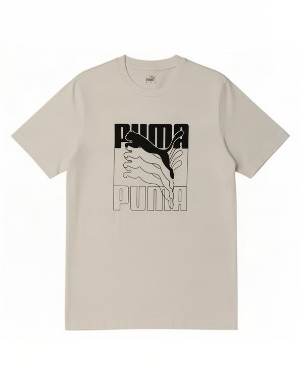 Męska koszulka z grafiką Puma, mała, biała, bawełniana