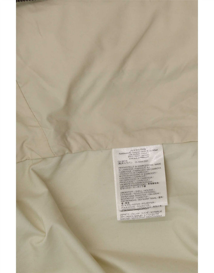 Damska kurtka przeciwdeszczowa Jack Wolfskin z kapturem UK 16, duża, złamana biel, poliester