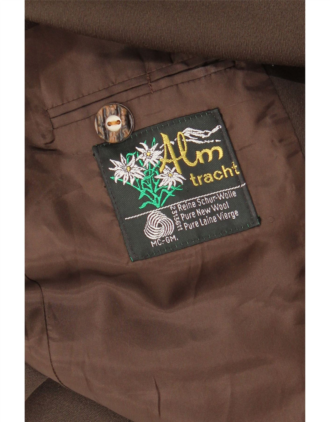 Vintage męska marynarka zapinana na 3 guziki UK 38, średnia brązowa wełna