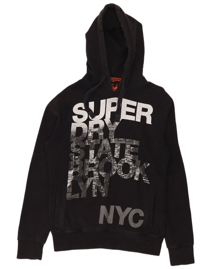 Męski sweter z kapturem Superdry z grafiką, średniej wielkości, czarny, bawełniany