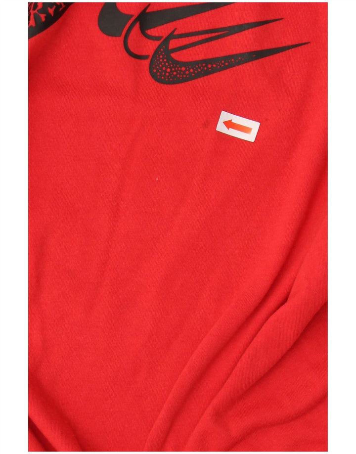 NIKE Womens Graphic T-Shirt Top UK 14 Medium Red Cotton