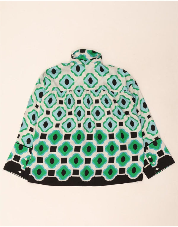 Damska bluzka koszulowa oversize Zara UK 6 XS Zielony geometryczny poliester