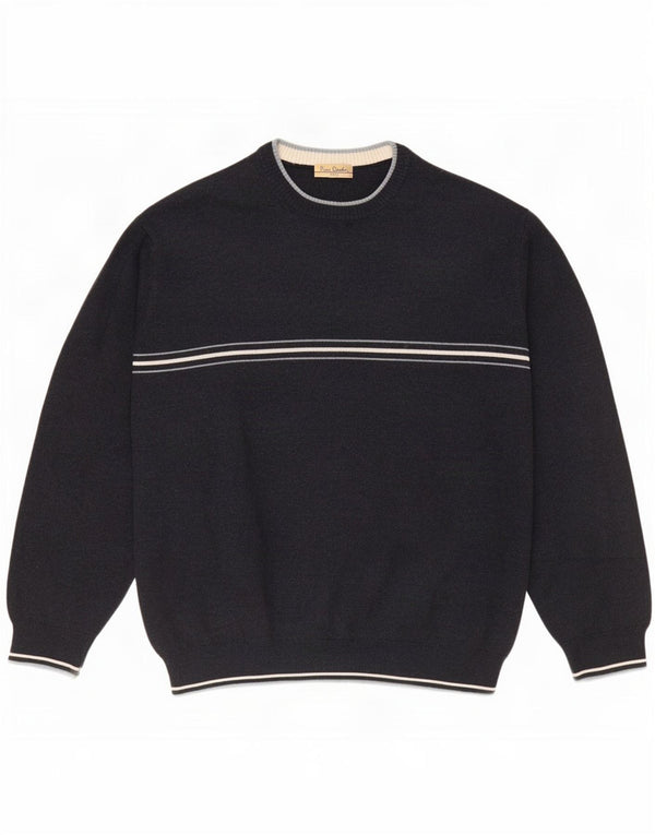 Męski sweter z okrągłym dekoltem Pierre Cardin XL Granatowy, akrylowy w prążki