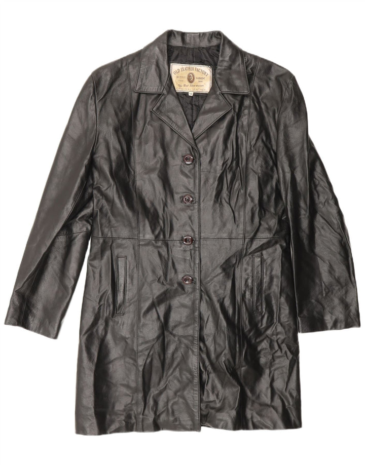 Damski płaszcz skórzany VINTAGE IT 48 XL Czarna skóra