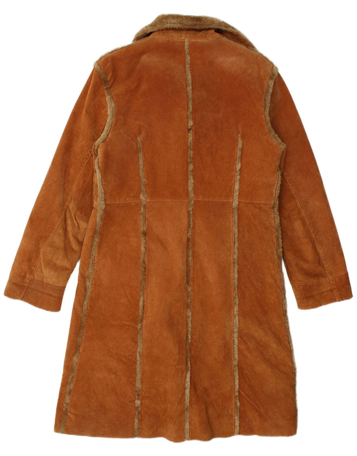 Vintage damski płaszcz z owczej skóry UK 18 XL, brązowa skóra