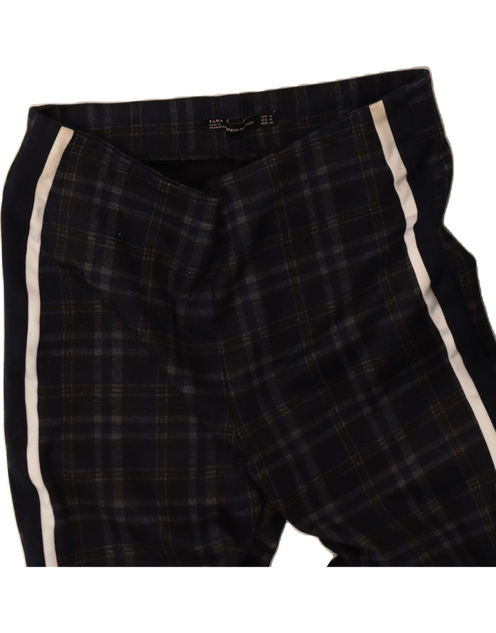 ZARA Womens Leggings UK 12 Medium  Navy Blue Check Viscose Vintage Zara and Second-Hand Zara from Messina Hembry 