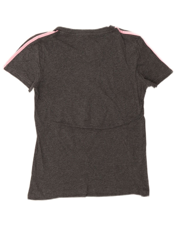 Adidas Womens Graphic T-Shirt Top UK 8/10 Small Grey Flecked Cotton