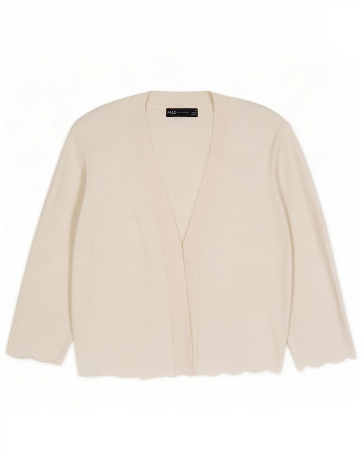 Marks & Spencer Damski sweter rozpinany UK 12 Średnio-biała wiskoza