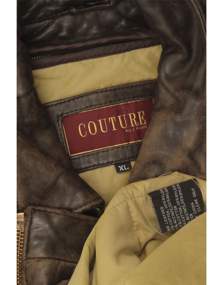 Męska kurtka skórzana Couture UK 42 XL Brązowa skóra