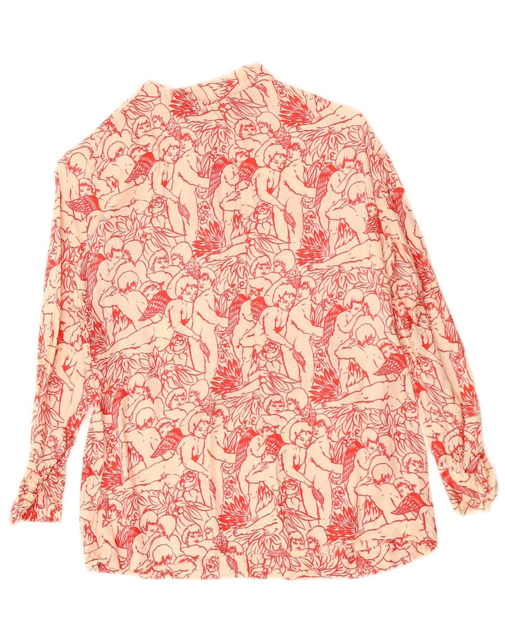 Damska bluzka koszulowa VINTAGE Graphic UK 12 Medium White