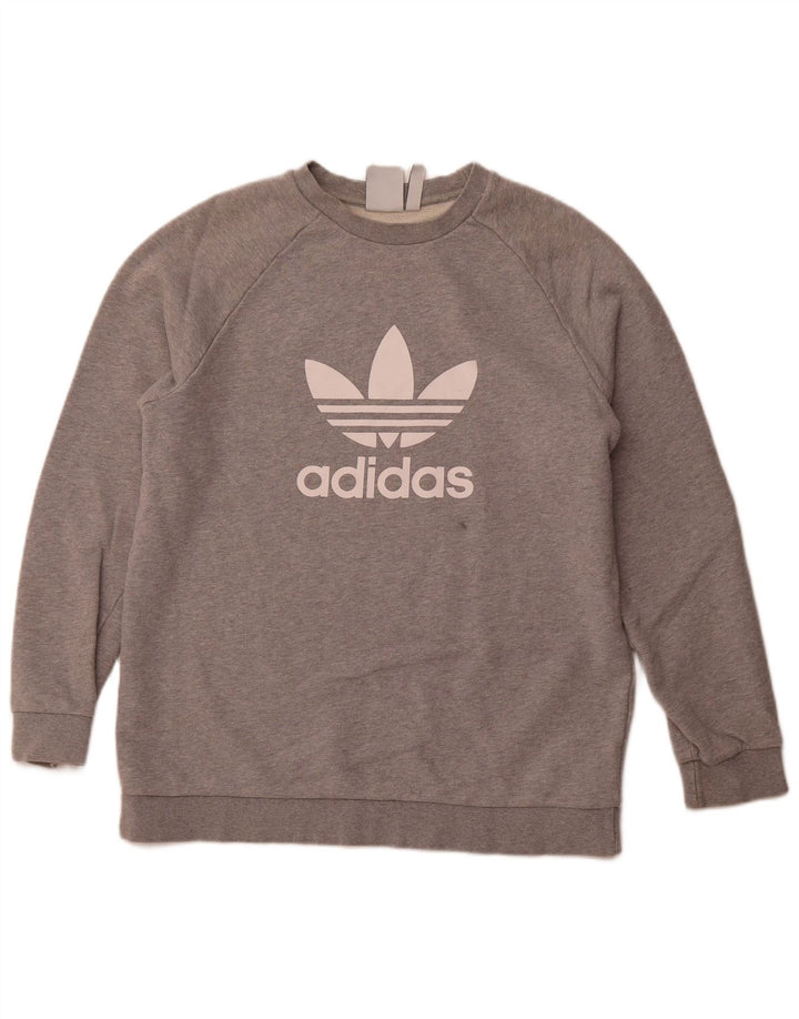Męska bluza z grafiką ADIDAS, duża, szara, bawełniana