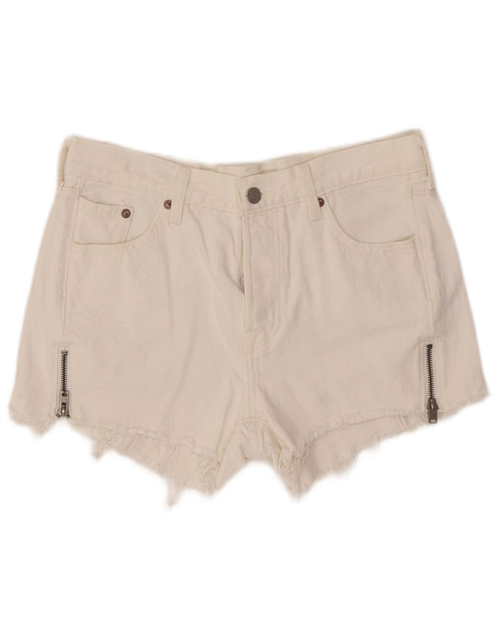 Damskie spodenki jeansowe LEVI'S 501 W27 Średniobiała bawełna