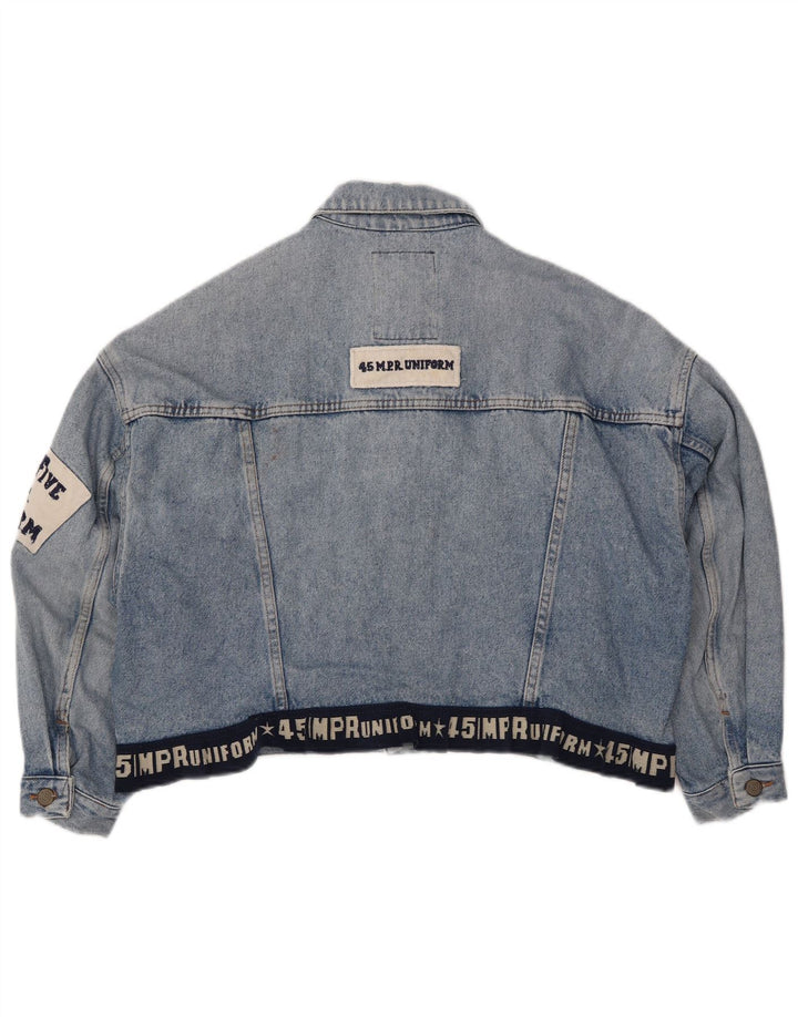 Damska kurtka jeansowa UNIFORM Crop Graphic UK 14, duża niebieska