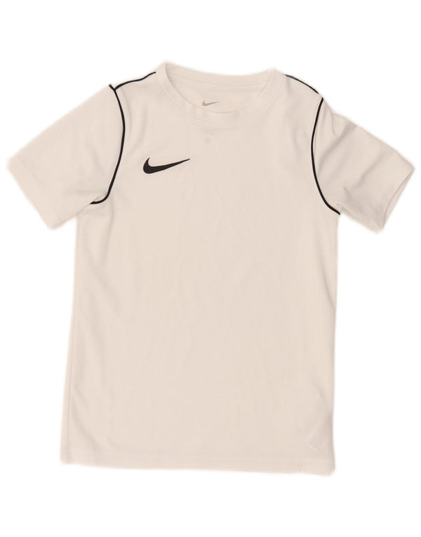 Chłopięcy T-shirt NIKE Dri Fit, mały, 8-9 lat, biały, poliester