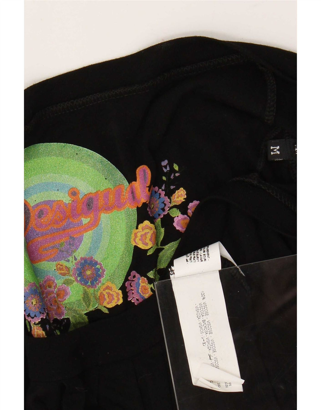 Desigual Bluzka damska Top UK 14 Medium Black Wiskoza