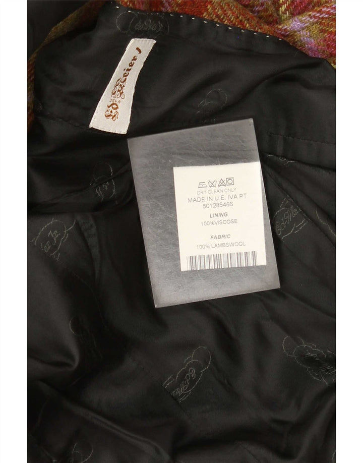 Vintage damska marynarka zapinana na 3 guziki IT 50 XL w wielobarwną kratkę